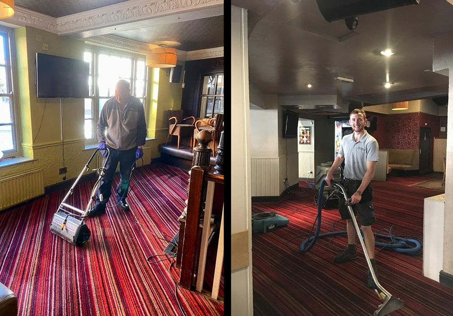 Paul Dyson cleaning The Hoskins Pub carpet