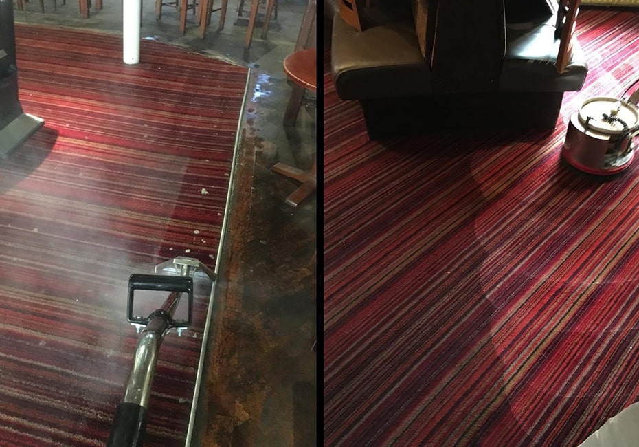 pub carpet cleaning project transformation completed by the team at Paul Dyson Commercial Floor Care 