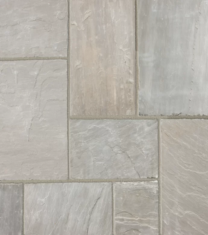 Close up of Indian sandstone patio.